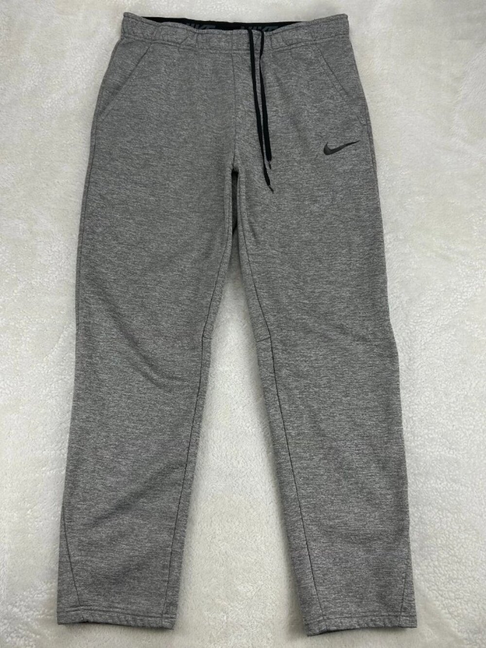 Nike‎ Therma-Fit Training Pants Mens L Heather Gray Dri-Fit Fleece Drawstring
